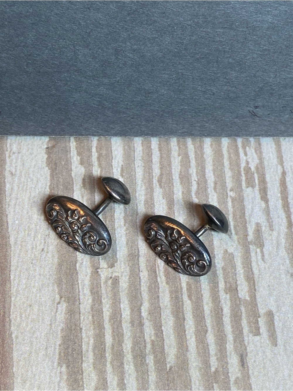 Antique vintage sterling flourish cuff links